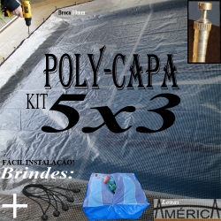 KIT Super Capa de Piscina Transparente 5x3 + 28el 20cm + 28pf + 1 Bóia